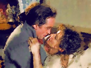 Heathcliff embraces Catherine